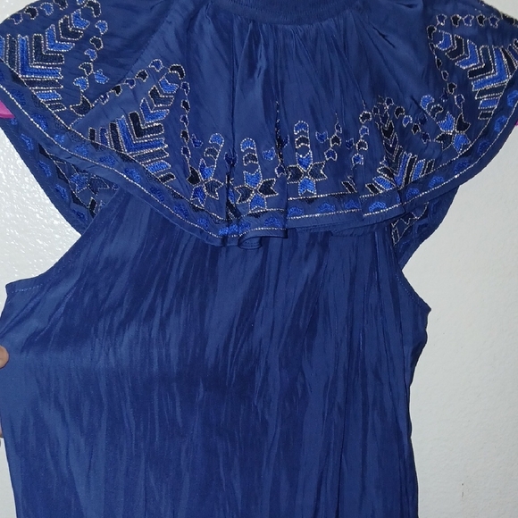 Ramy Brook Deep Blue Embroidered Blouse - Picture 5 of 5